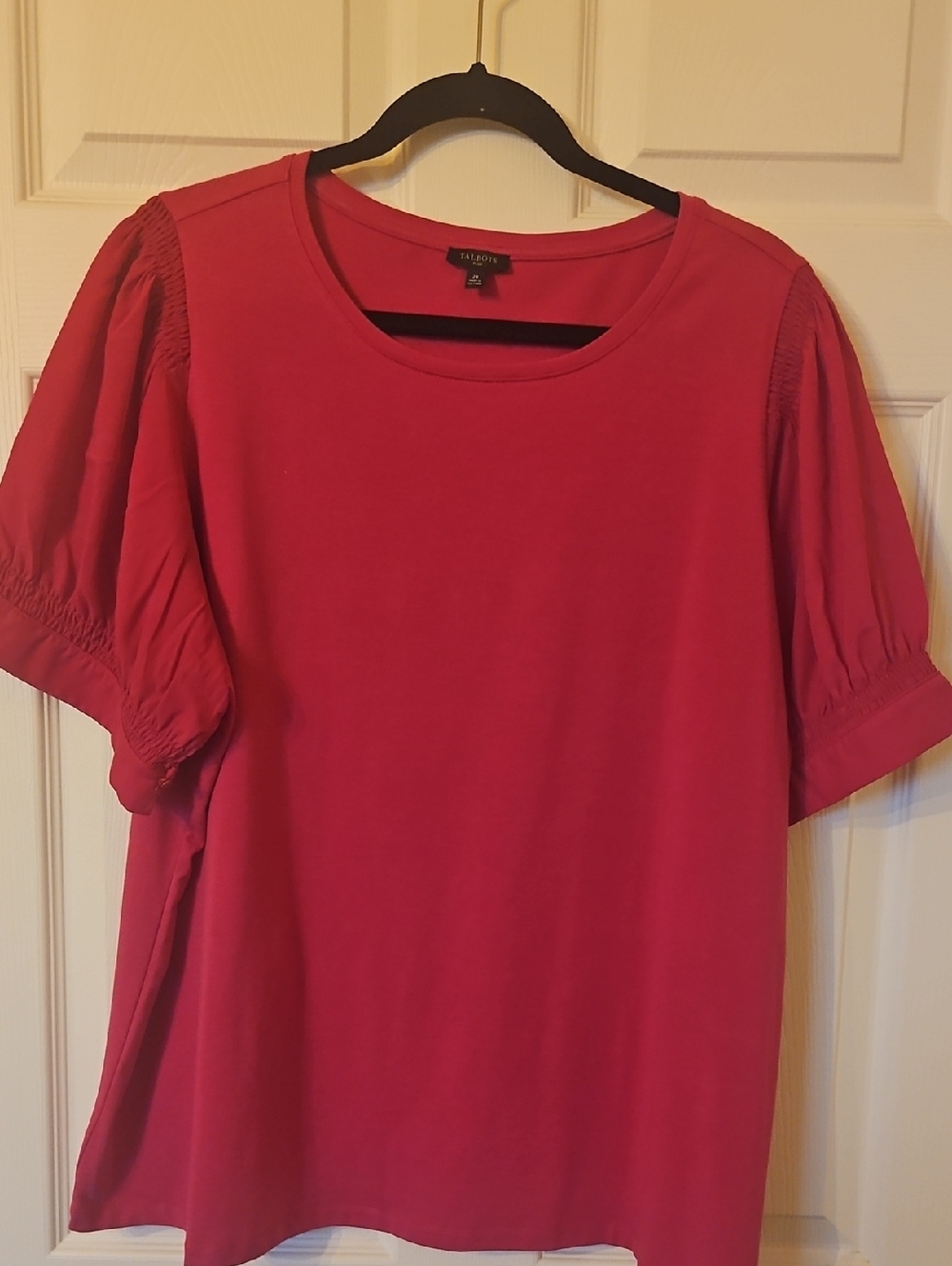 Talbots Pink Puff-Sleeve Knit Top